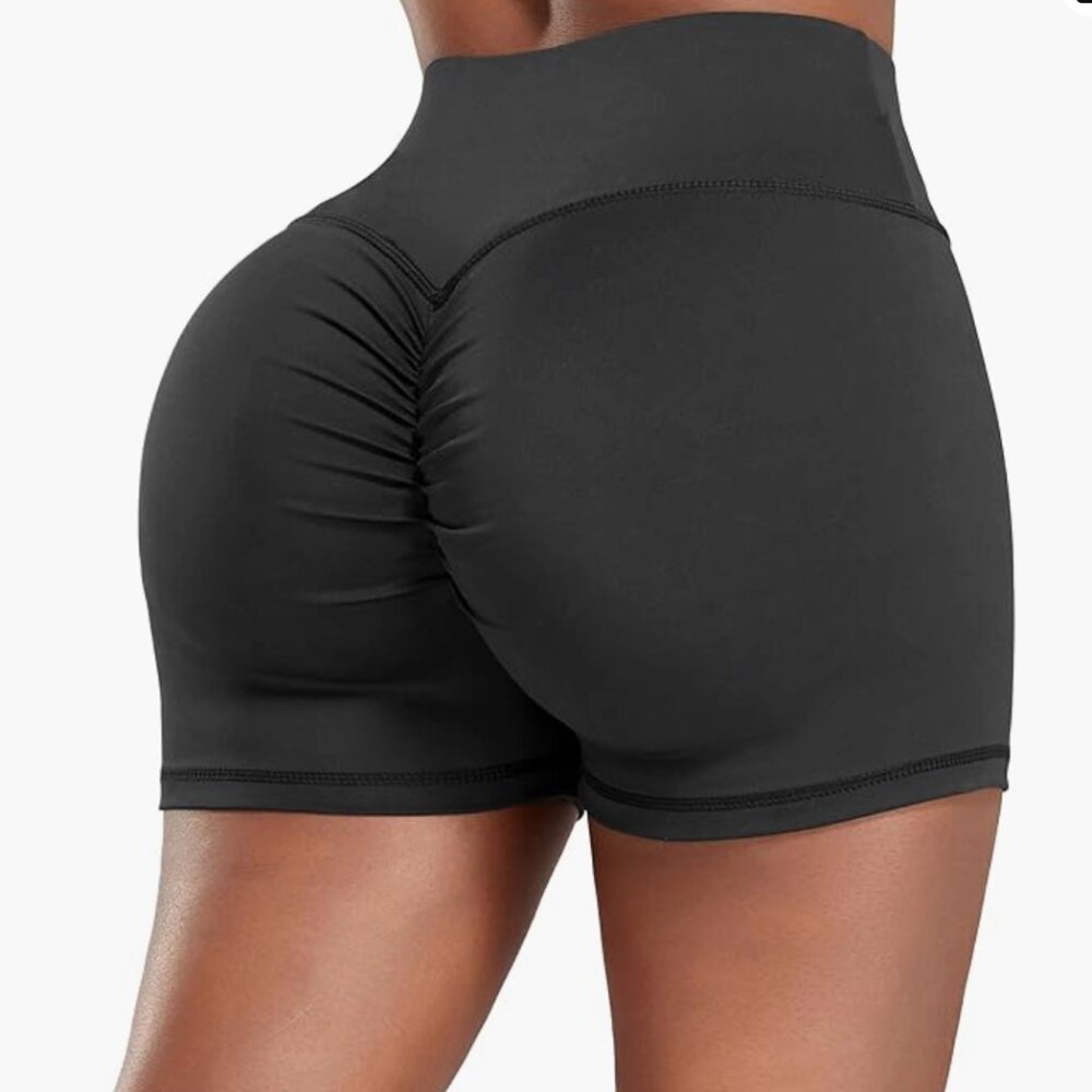 SWS Athletic Women's Ruched Butt Lifting Spandex Short - Black - Large
